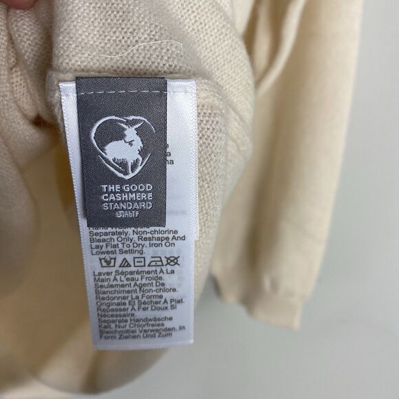 J Crew Womens Medium Cashmere Long Sleeve V Neck Pullover Sweater Ivory Monogram - Picture 5 of 6